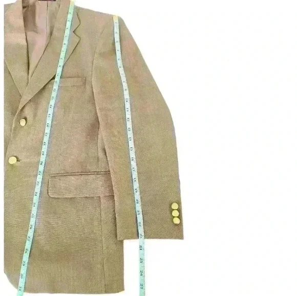 Stafford Blazer Sport Jacket Coat Mens 38S Brown Wool Polyester Gold Buttons